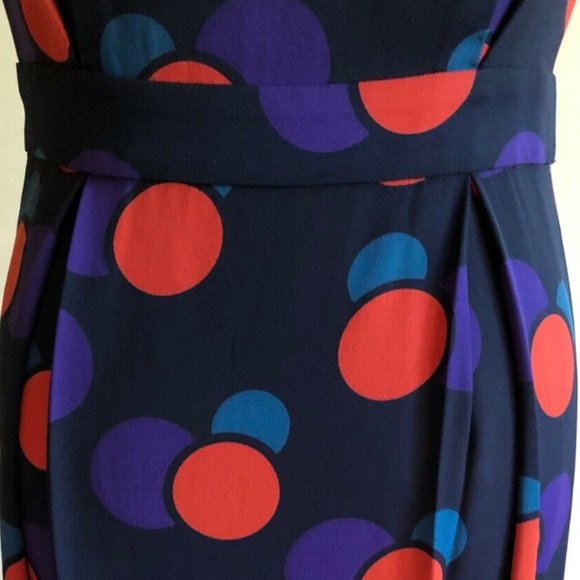 MARC JACOBS Navy Silk Dress with Polka Dot Party Prom Dress - Size  4 - Picture 6 of 15